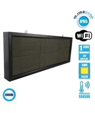 GLOBOSTAR® DISPLAY 90270 Κυλιόμενη Ψηφιακή Επιγραφή P10 Μονής Όψης LED AC 220-240V Αδιάβροχο IP54 Ψυχρό Λευκό 6000K - WiFi Control μέσω FK APP - Αισθητήρας Θερμοκρασίας & Υγρασίας - Μ104 x Π9 x Υ40cm - 2 Χρόνια Εγγύηση